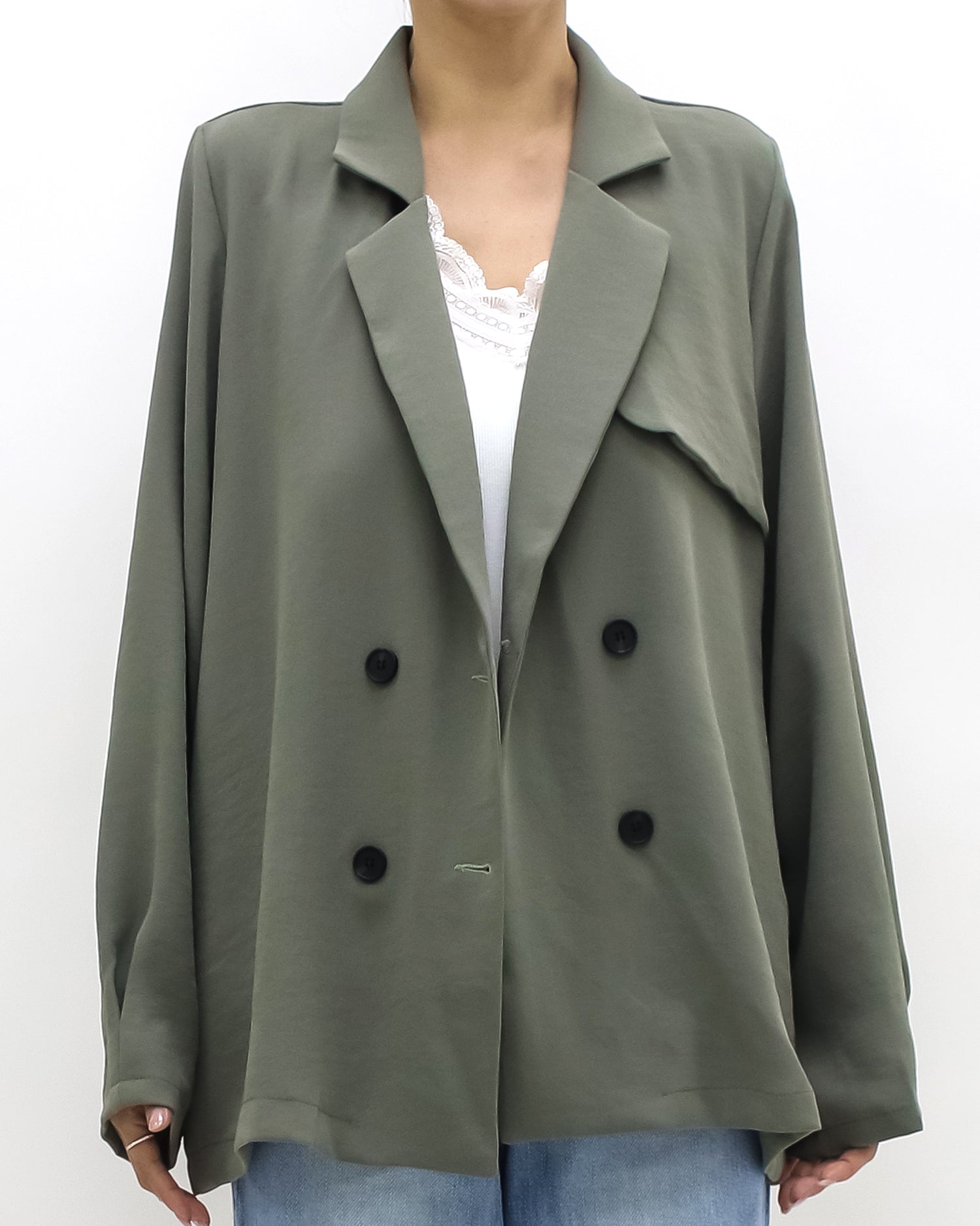 grey green slinky lightweight blazer *pre-order*