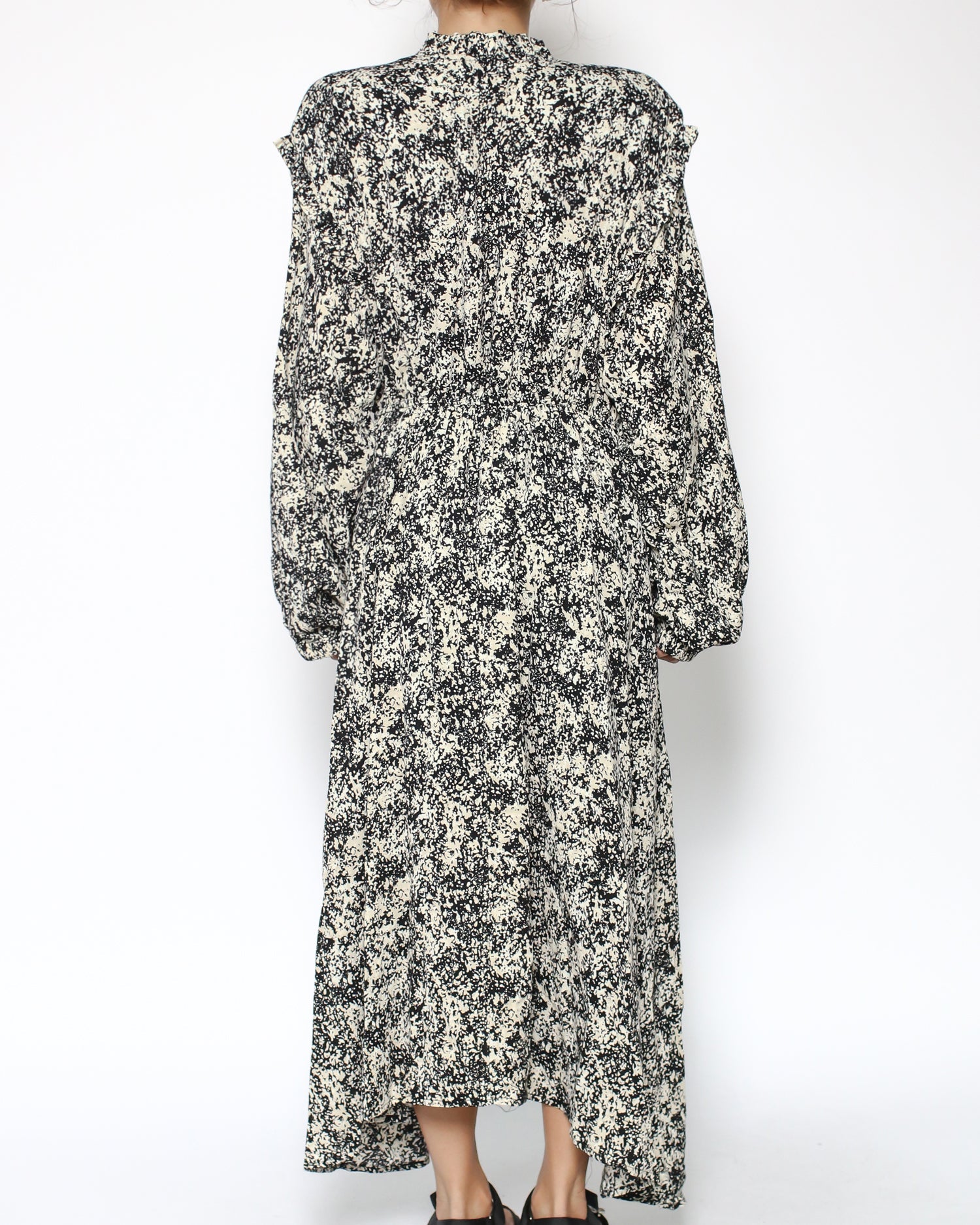 Black floral chiffon dress