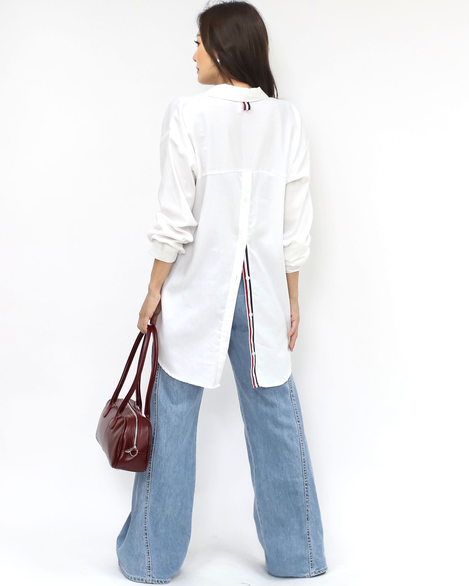 burgundy PU leather long shoulder bag *pre-order*