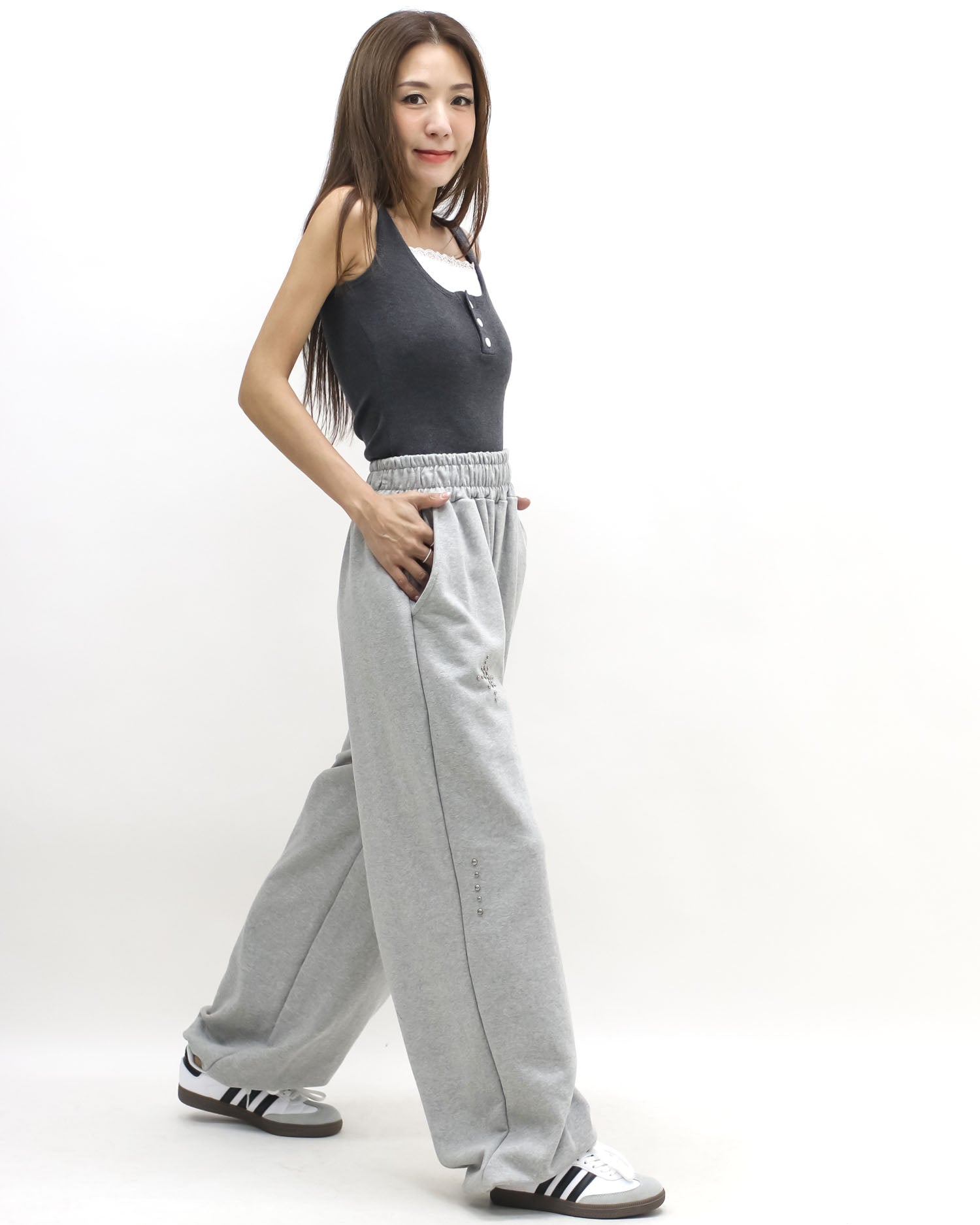 grey studded sweat joggers *pre-order*