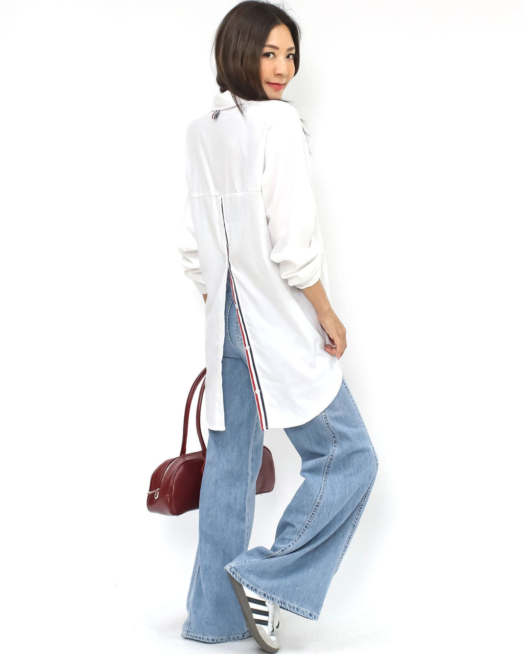 burgundy PU leather long shoulder bag *pre-order*