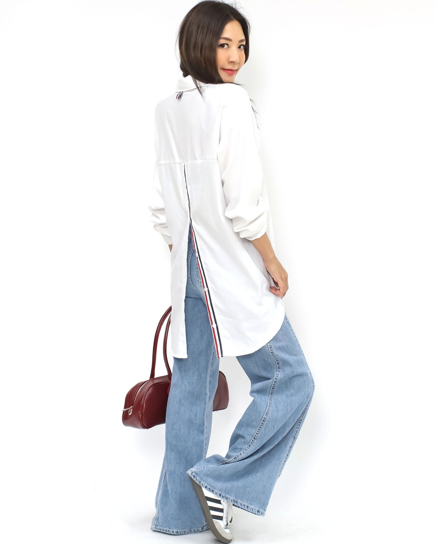 burgundy PU leather long shoulder bag *pre-order*