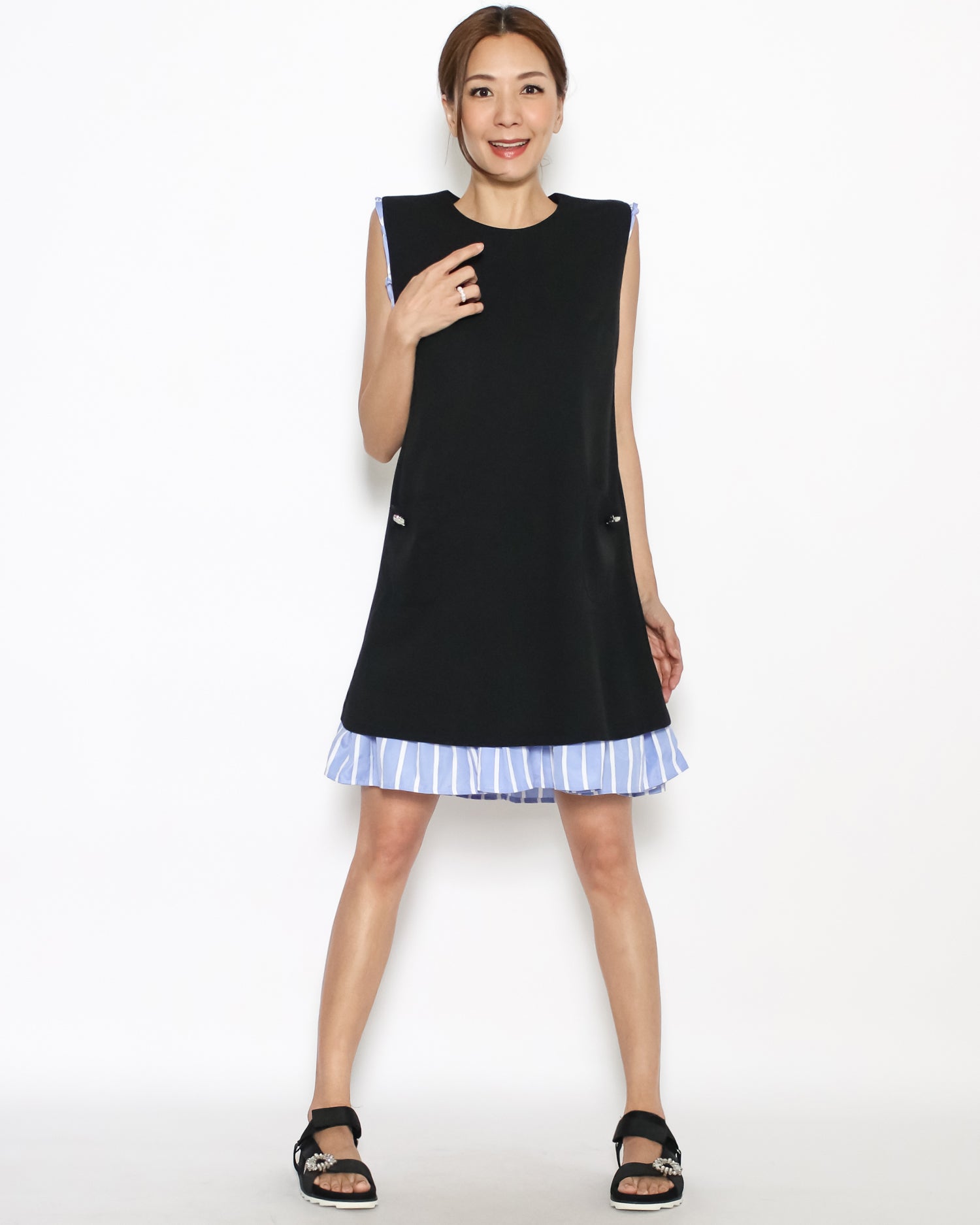 black / blue stripes shirt hem dress *pre-order*