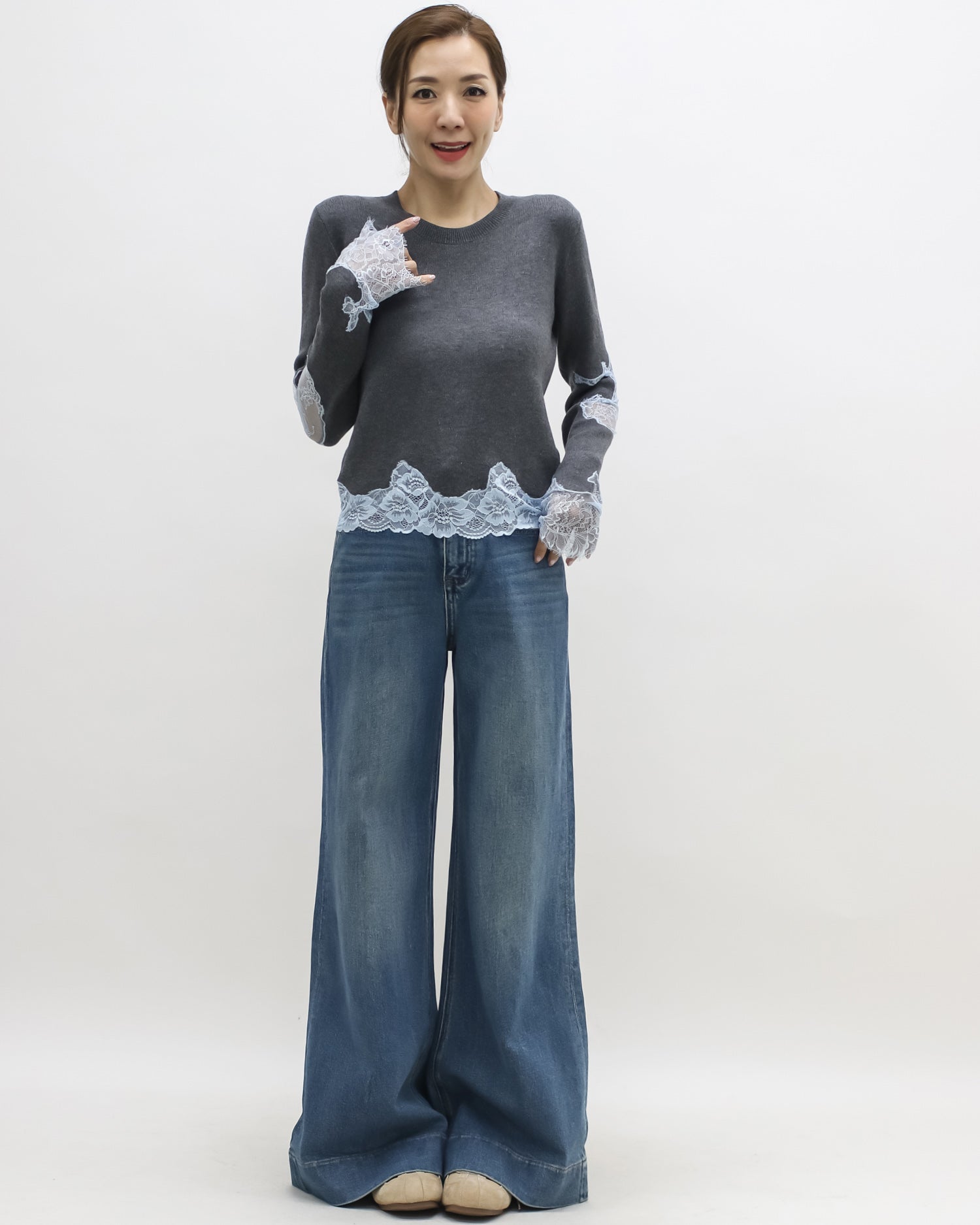 washed blue denim flare jeans *pre-order*