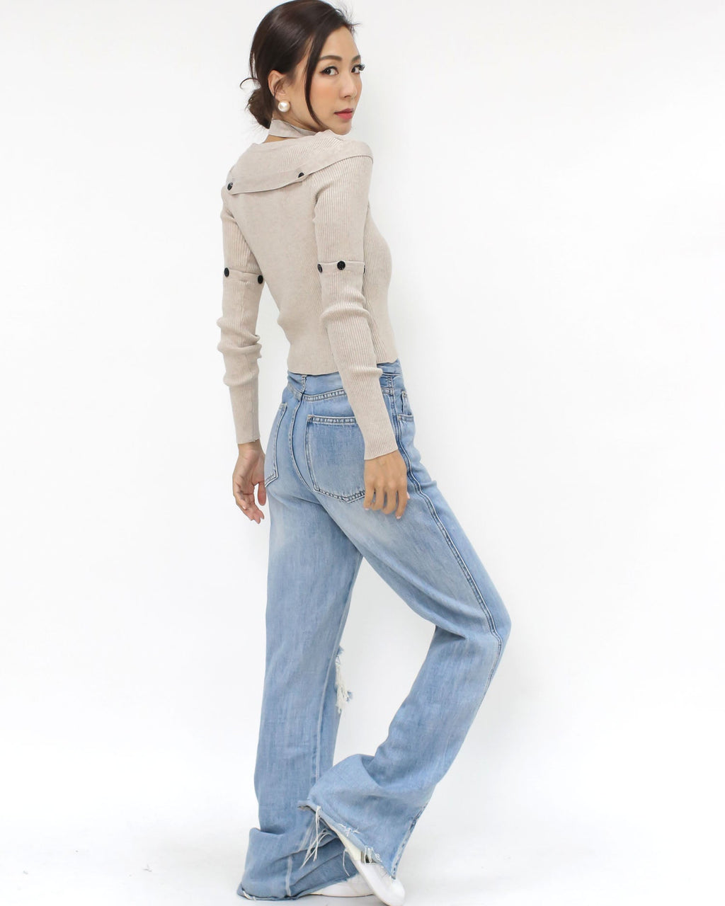 oak beige strappy neck knitted top *pre-order*