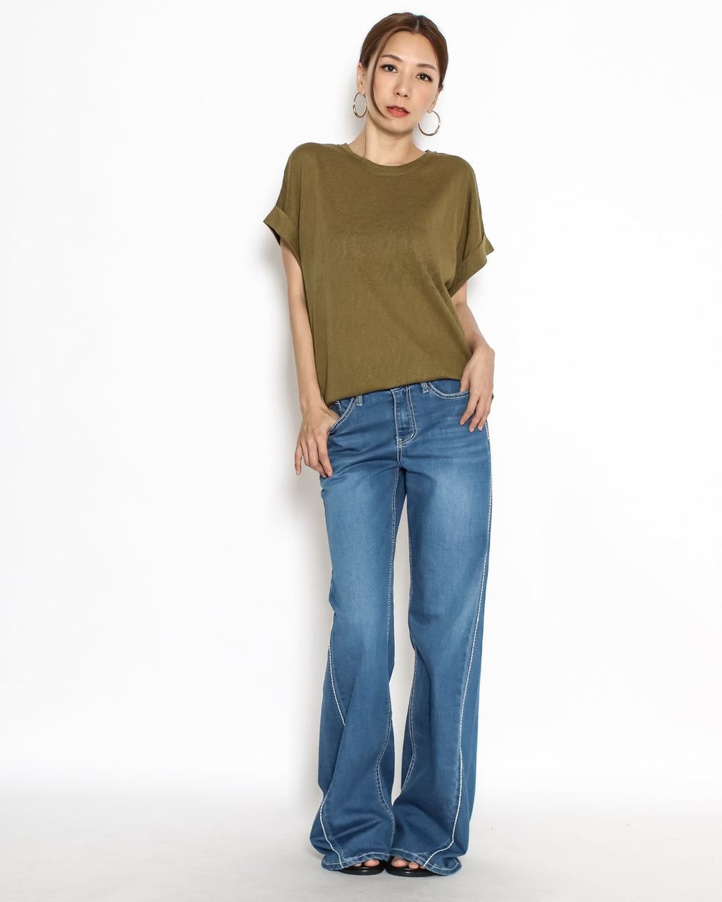 green fold sleeves tee