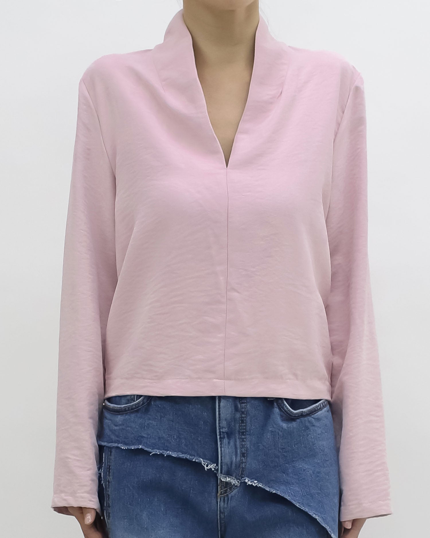 pink V neck top