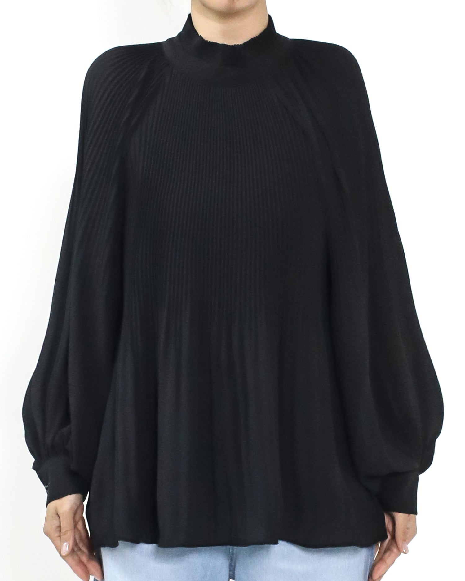 black pleats chiffon top *pre-order*