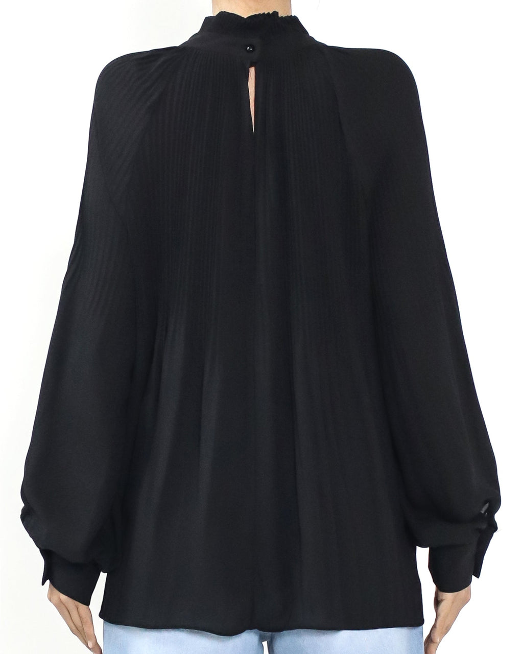 black pleats chiffon top *pre-order*