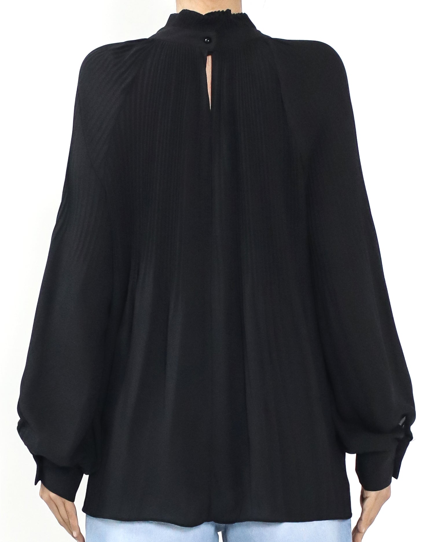 black pleats chiffon top *pre-order*