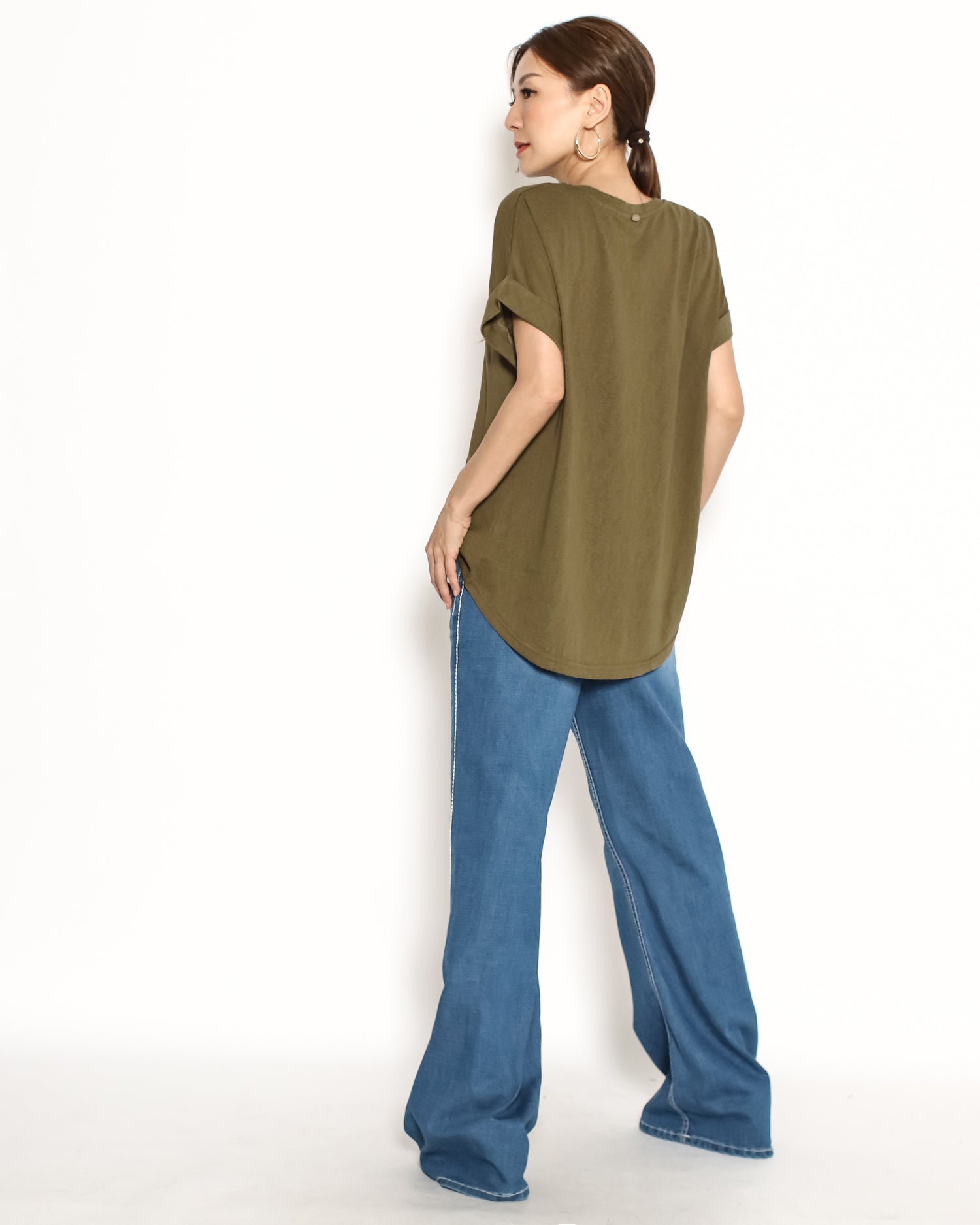 green fold sleeves tee