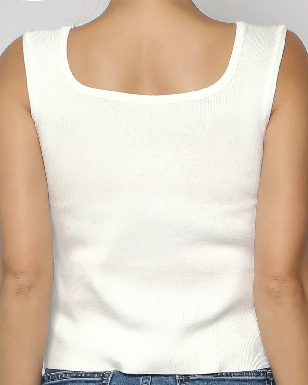 ivory square neck knitted basic vest *pre-order*