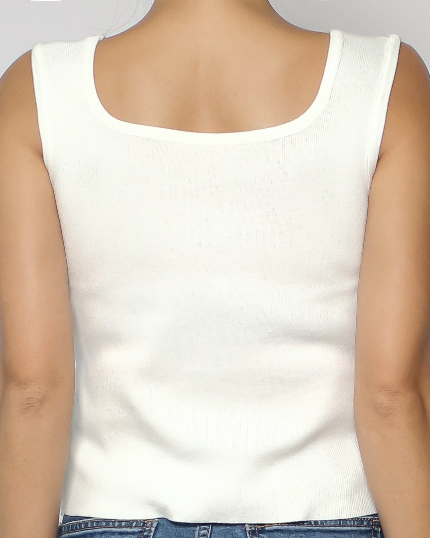 ivory square neck knitted basic vest *pre-order*
