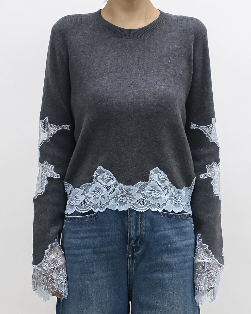 grey w/ blue lace knitted top *pre-order*