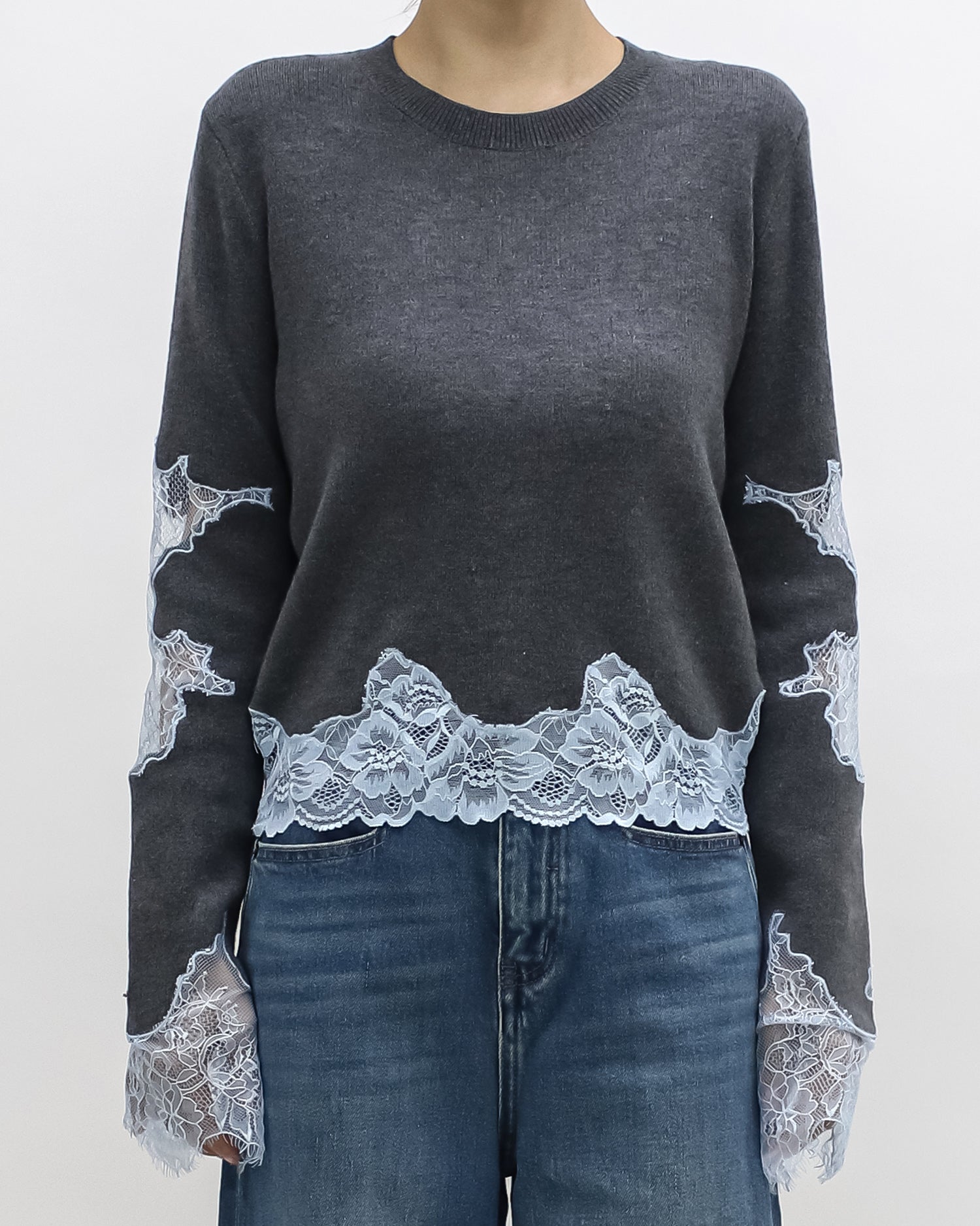 grey w/ blue lace knitted top *pre-order*