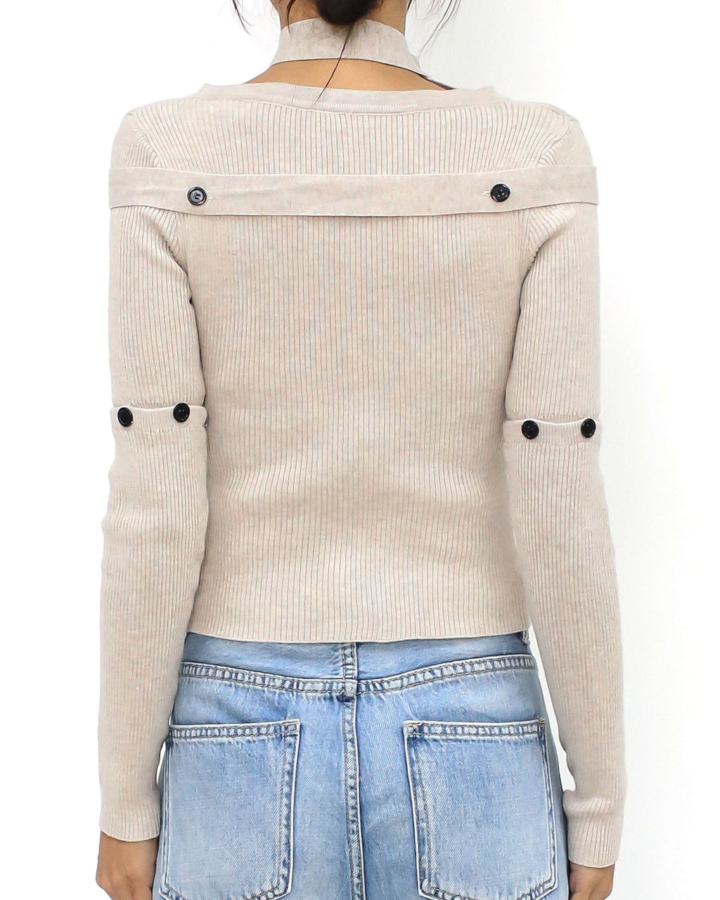 oak beige strappy neck knitted top *pre-order*