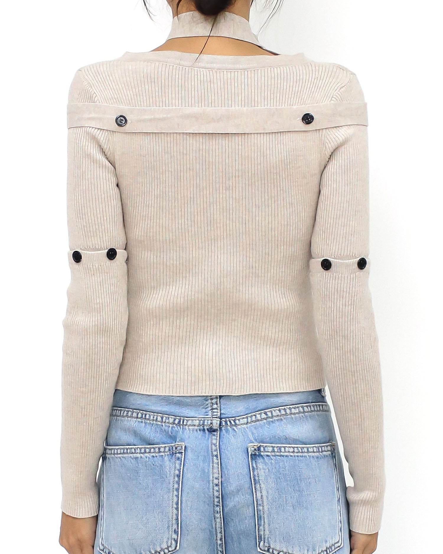 oak beige strappy neck knitted top *pre-order*