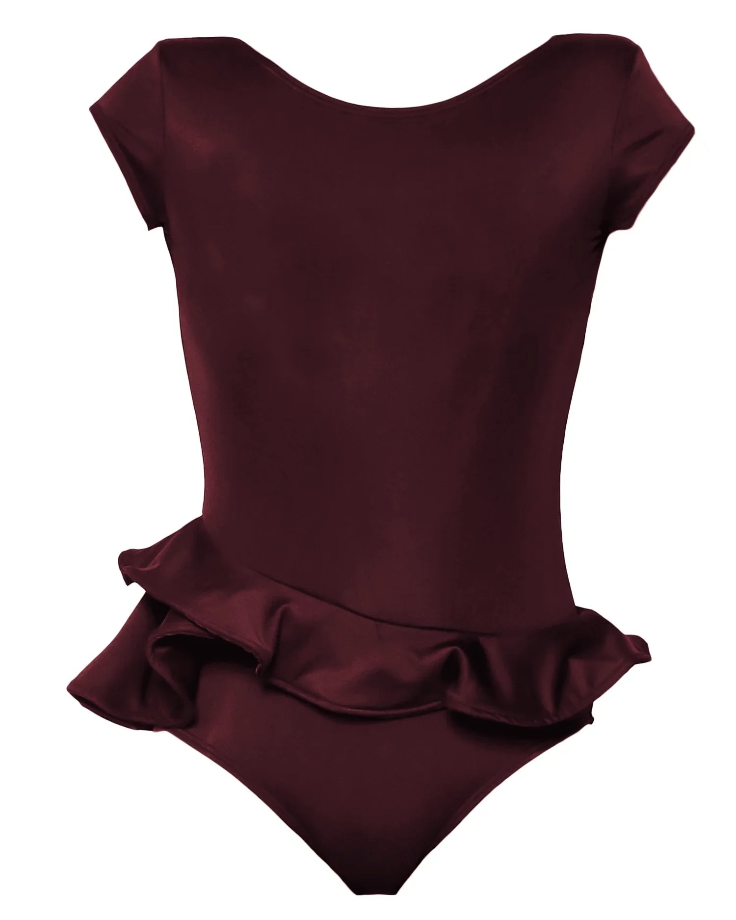 burgundy ruffles cutout back one piece swimsuit *pre-order*