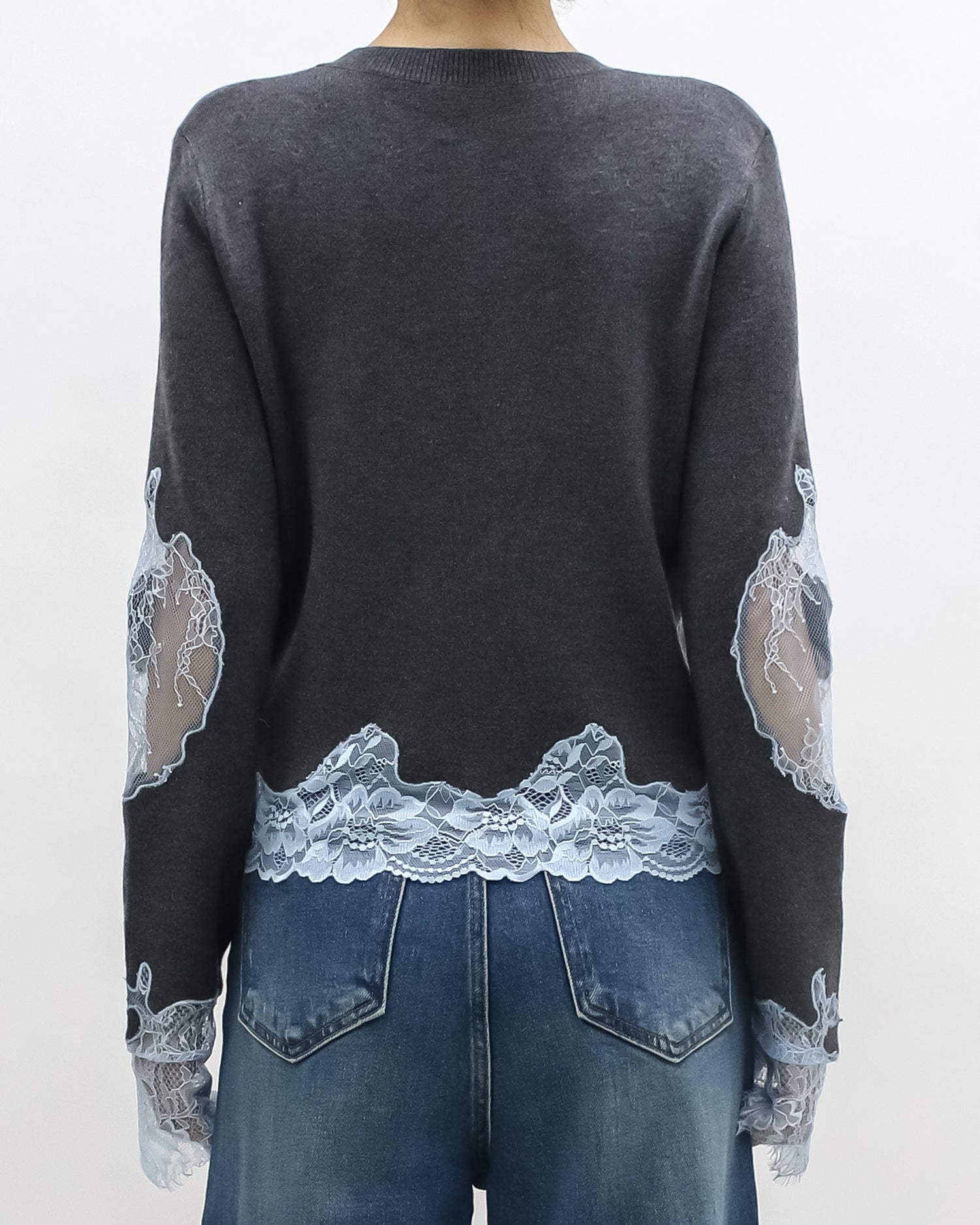 grey w/ blue lace knitted top *pre-order*