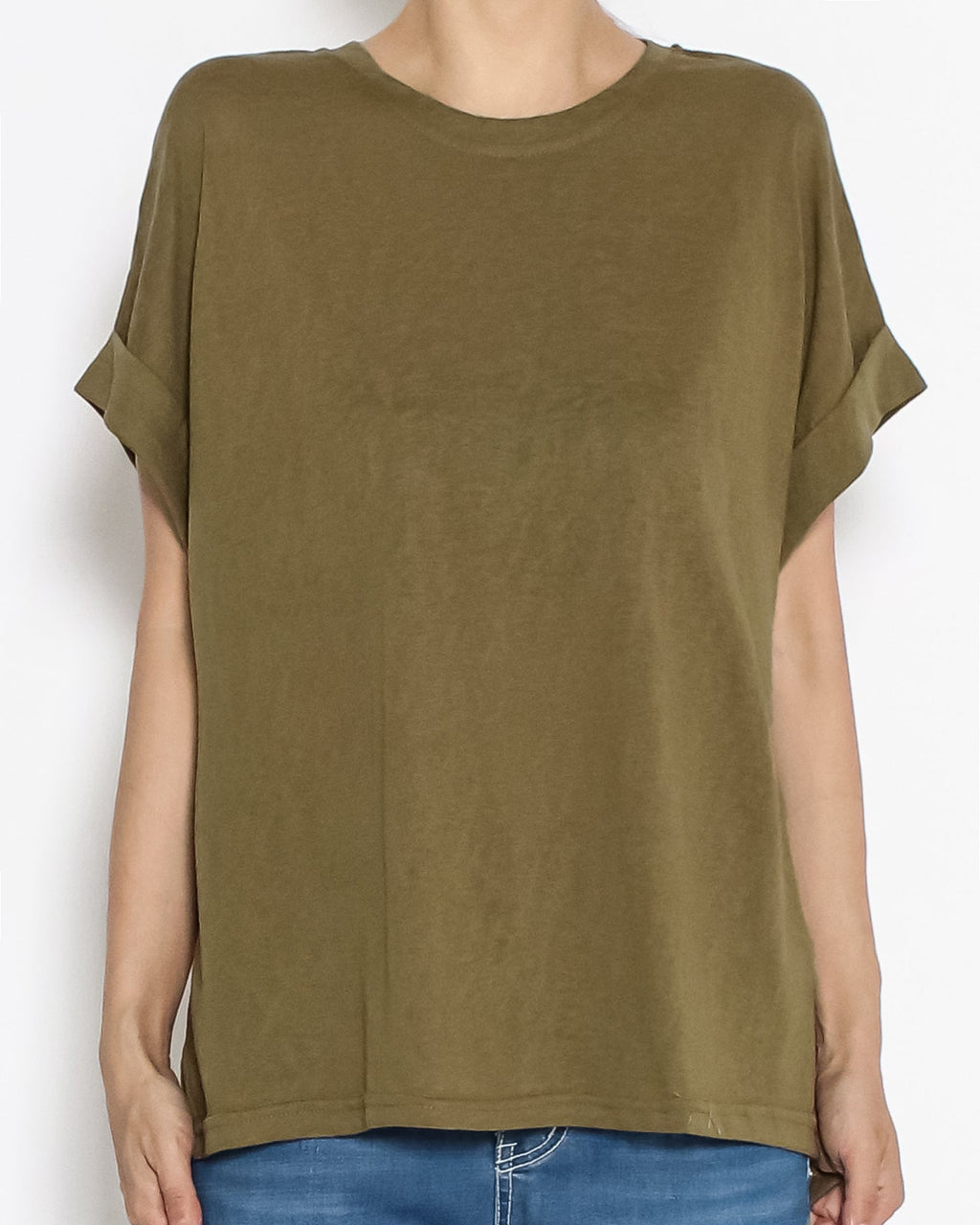 green fold sleeves tee