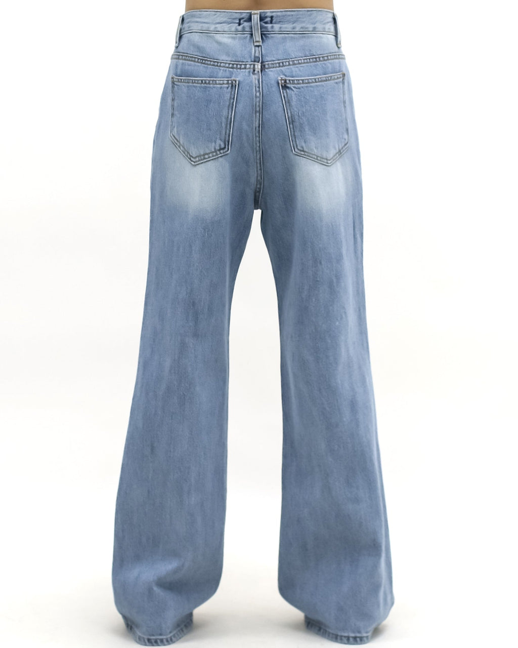 blue denim ripped straight leg jeans *pre-order*