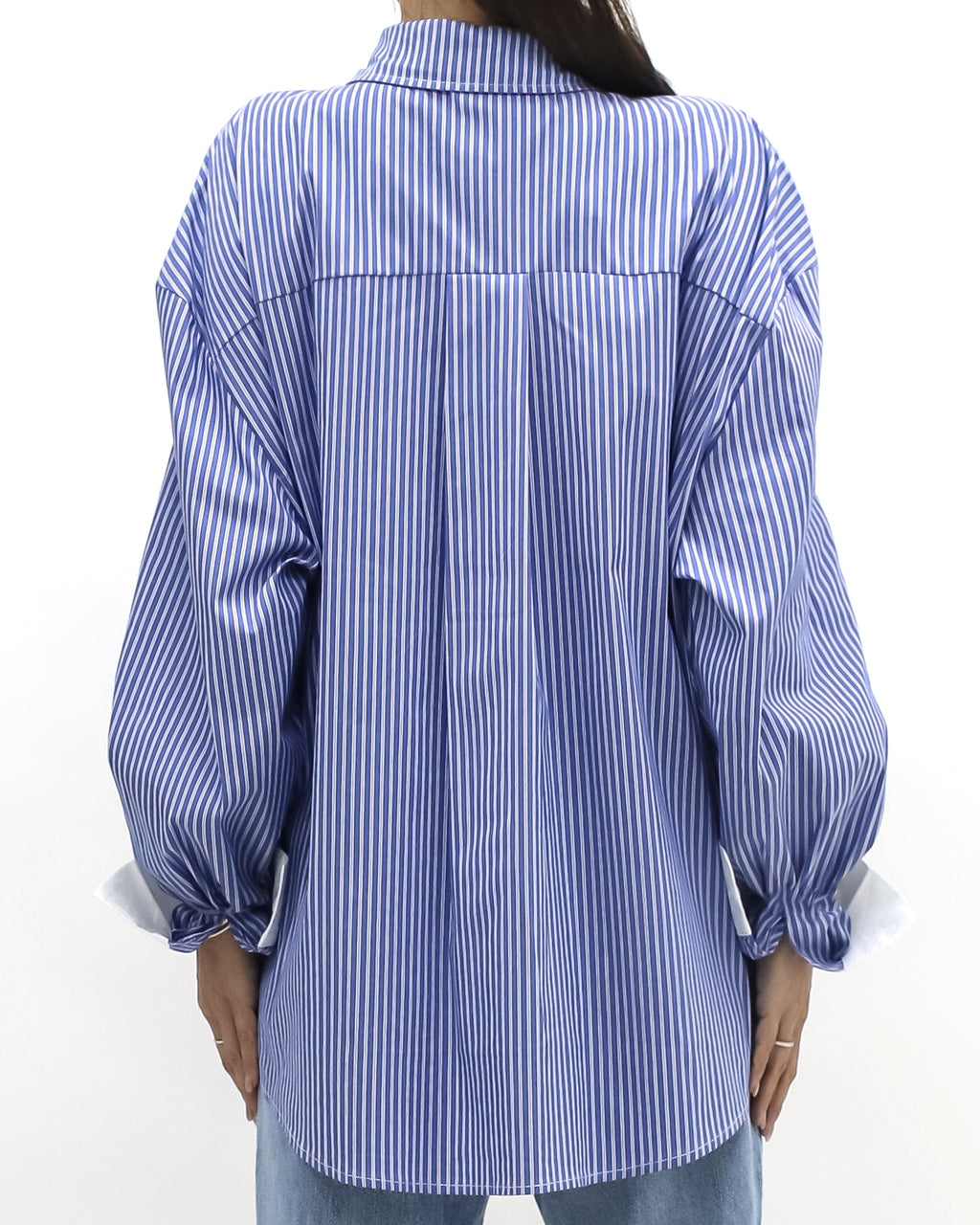 blue & ivory stripes w/ embroidered front shirt