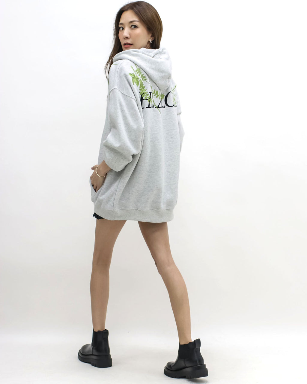 marl grey embroidered hoodie sweatshirt *pre-order*