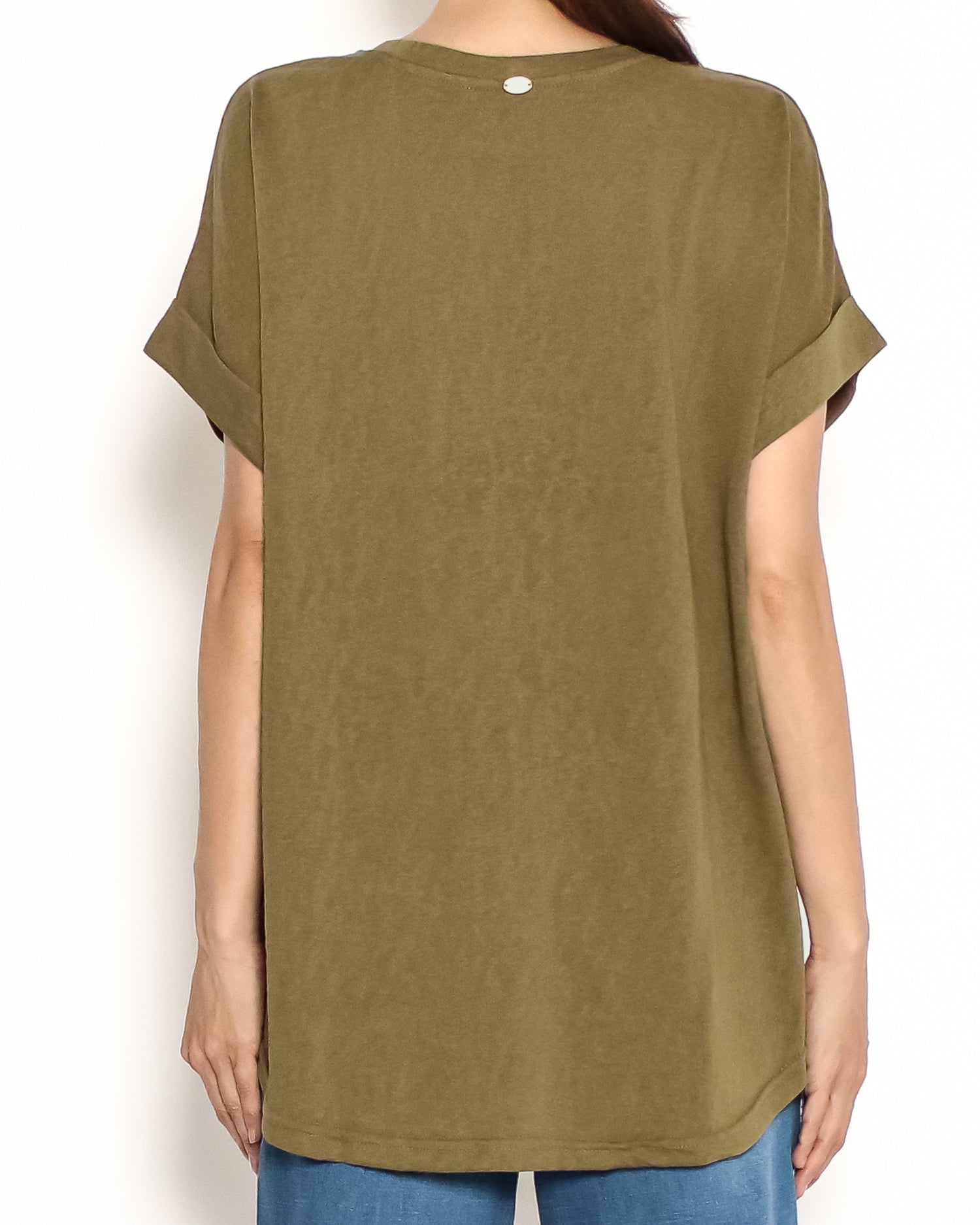 green fold sleeves tee