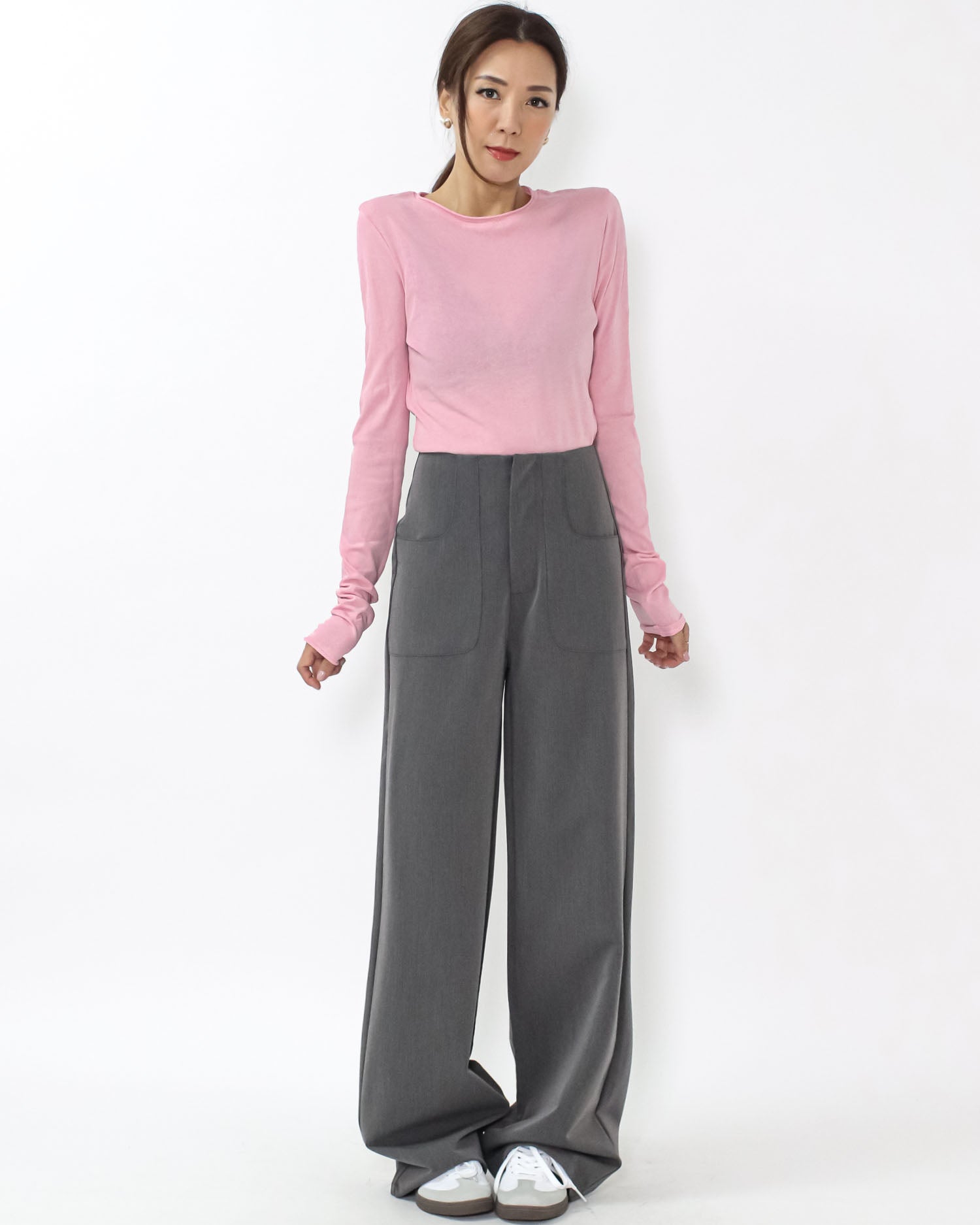 grey  high waist straight leg pants *pre-order*