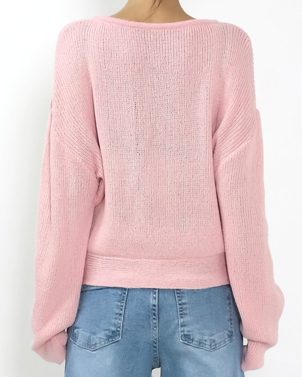 pink tie-up front knitted top *pre-order*