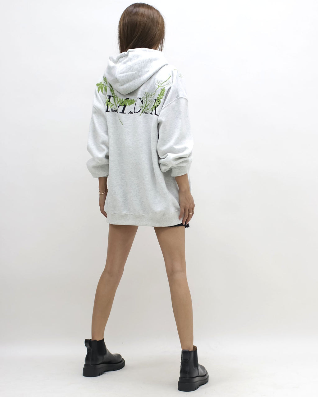 marl grey embroidered hoodie sweatshirt *pre-order*