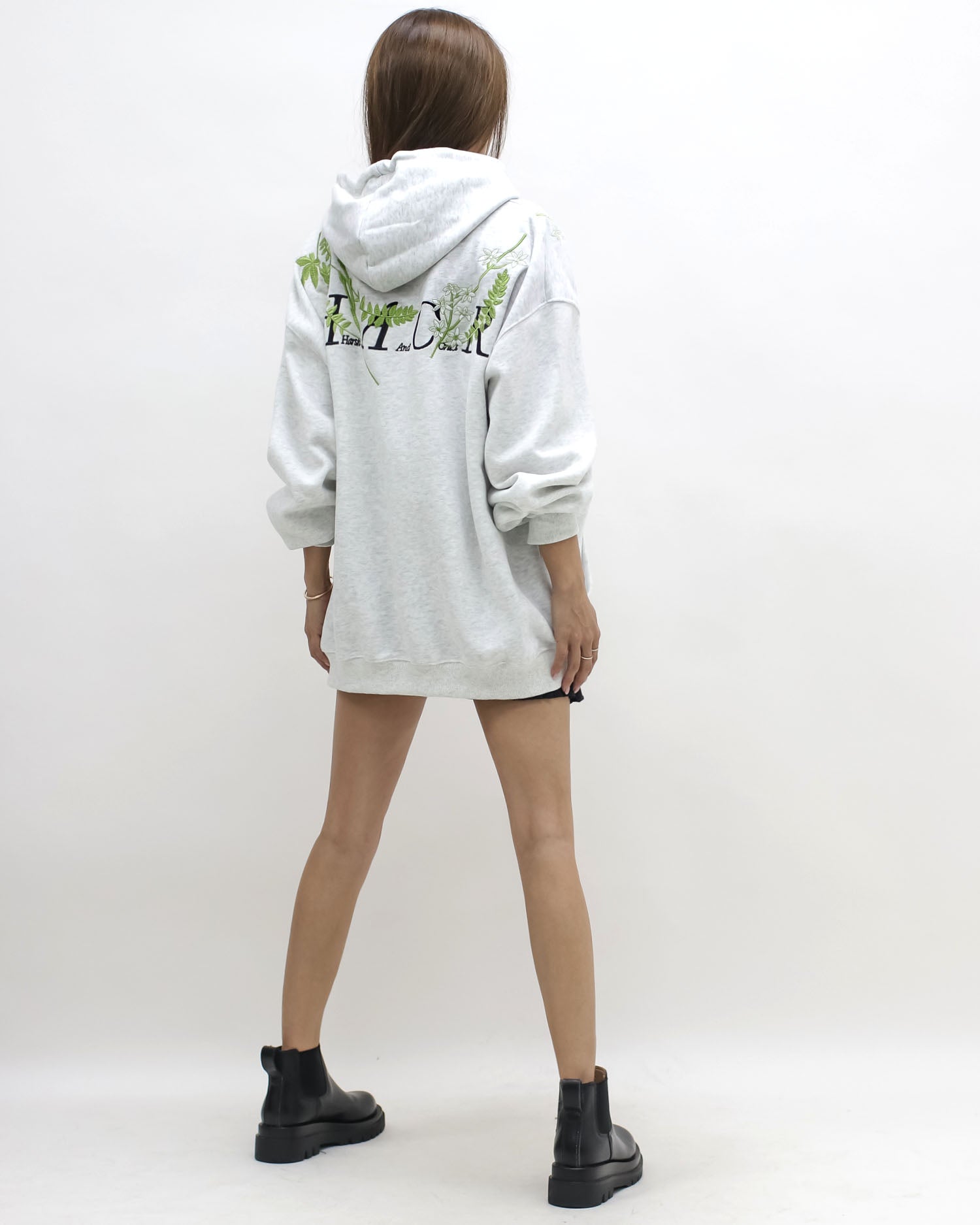 marl grey embroidered hoodie sweatshirt *pre-order*