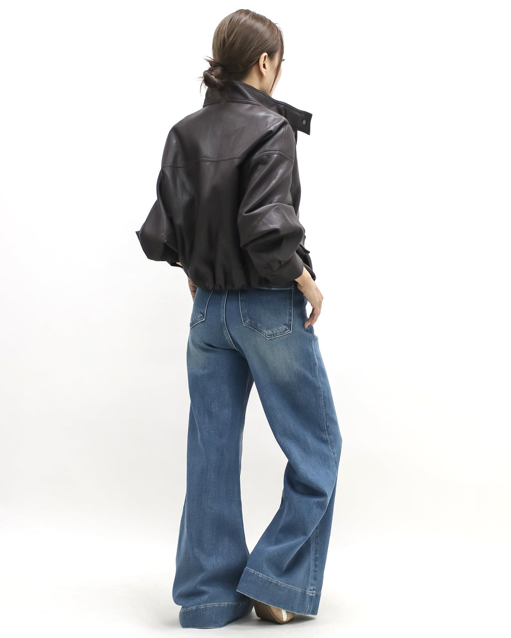 brown PU leather bomber jacket *pre-order*