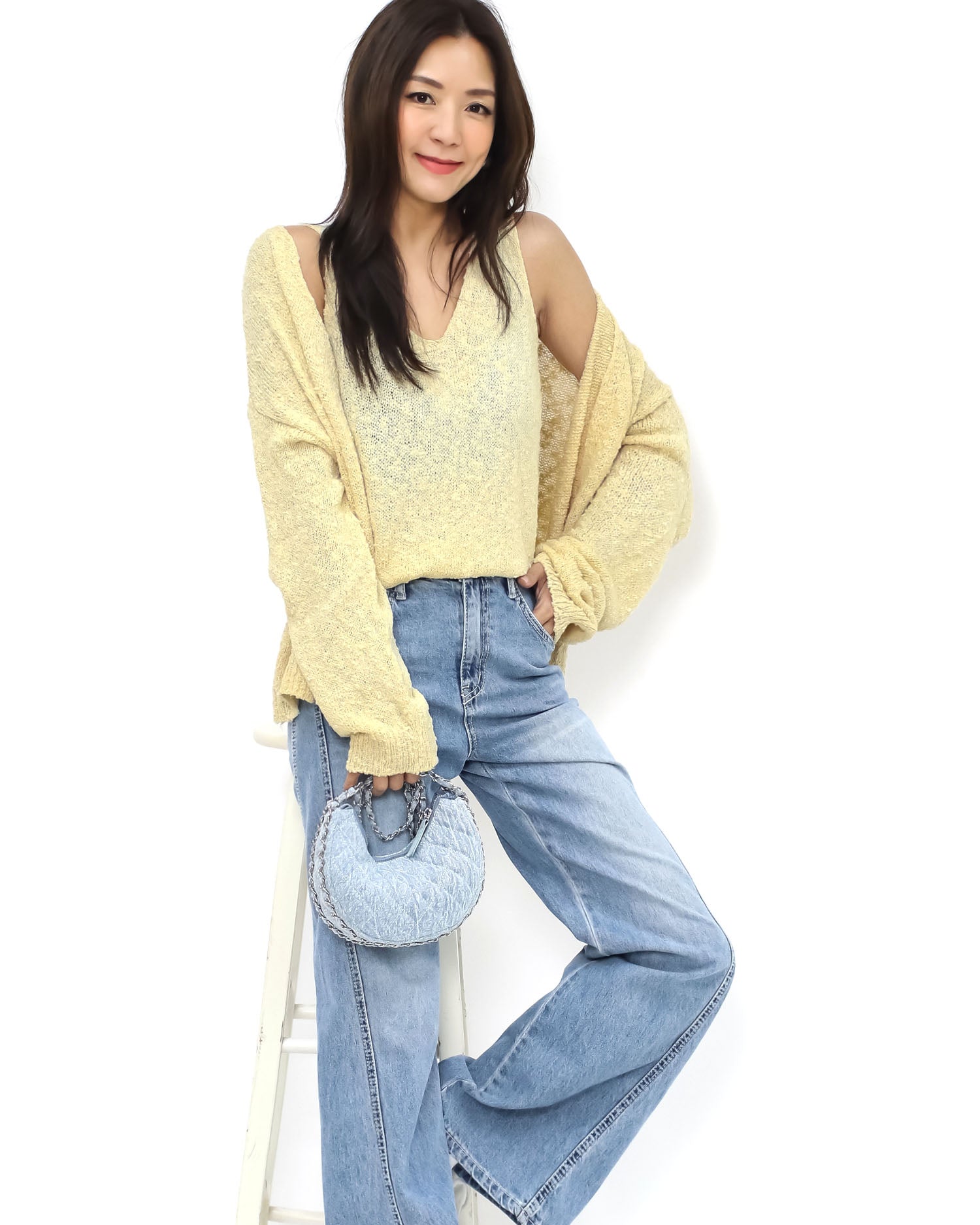 denim quilted silver chain strap handbag *pre-order*