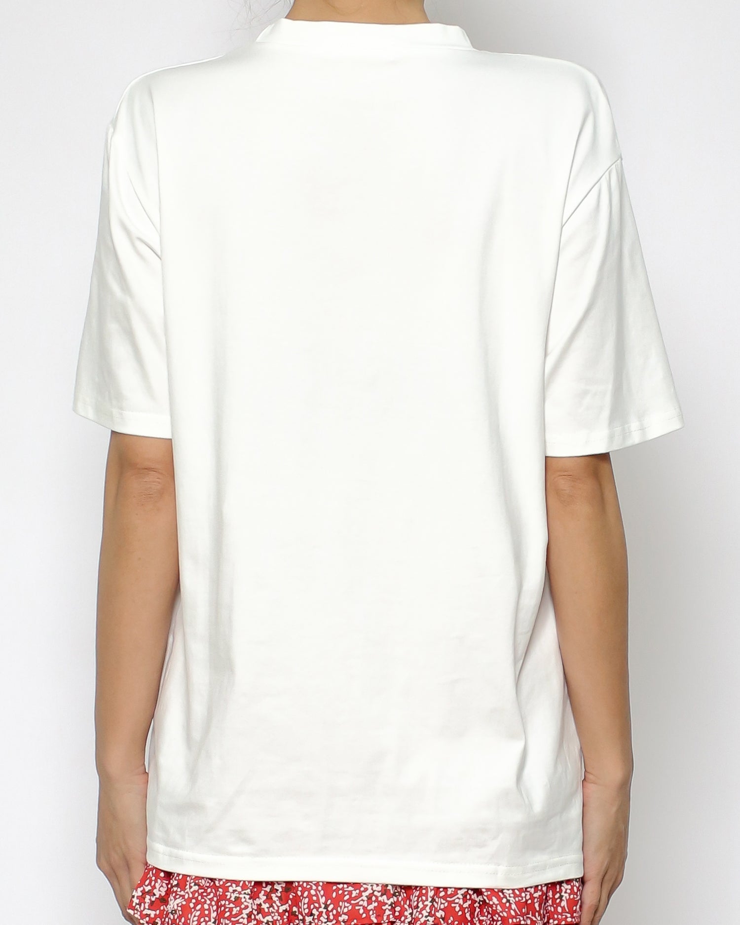 ivory red pearls heart tee *pre-order*