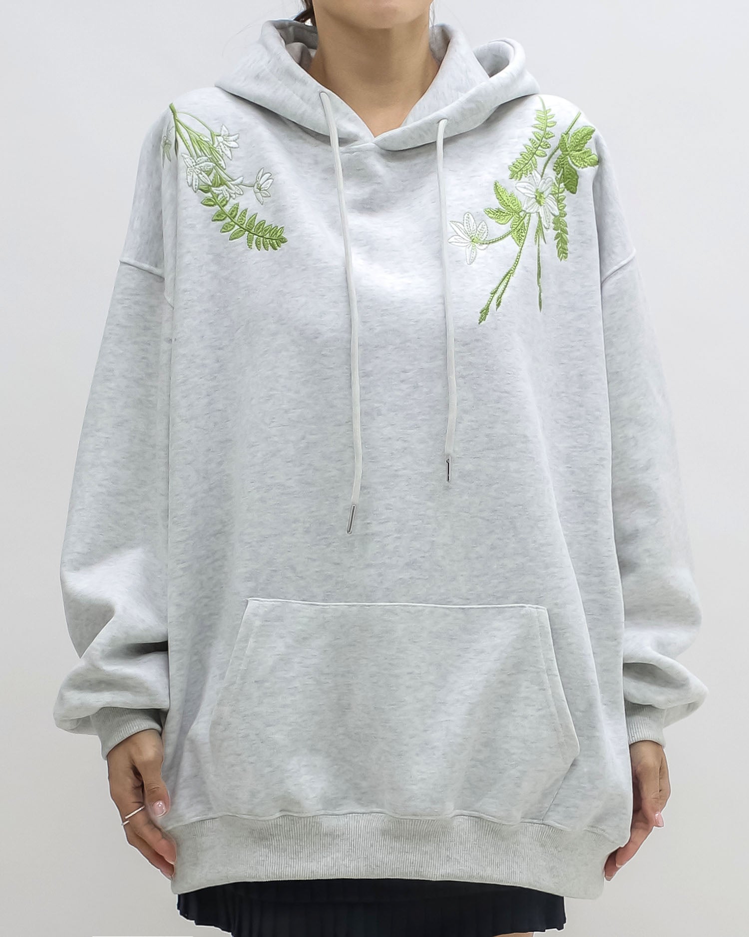 marl grey embroidered hoodie sweatshirt *pre-order*