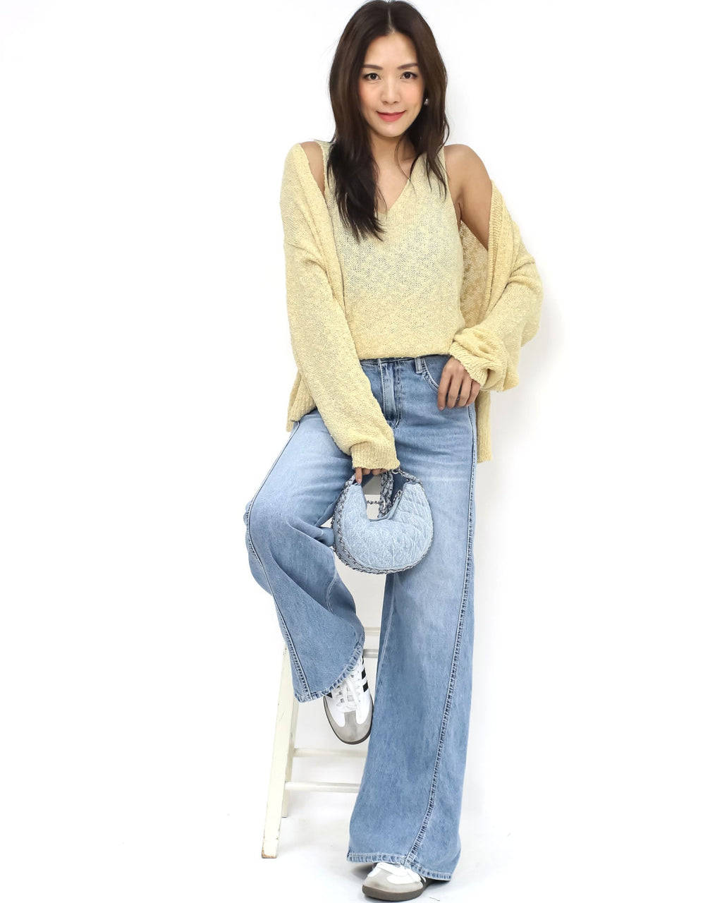 denim quilted silver chain strap handbag *pre-order*