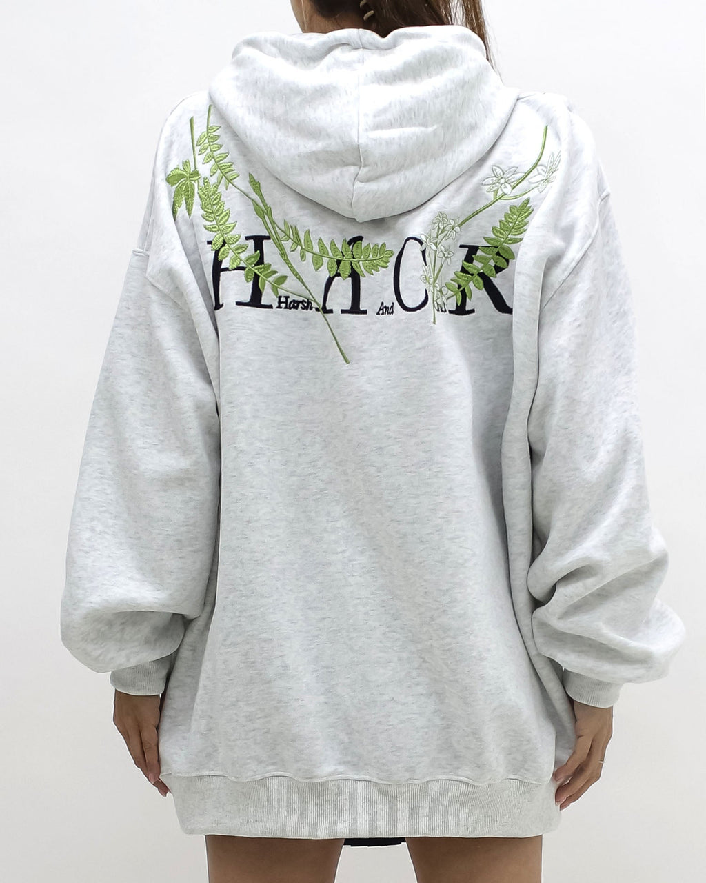 marl grey embroidered hoodie sweatshirt *pre-order*