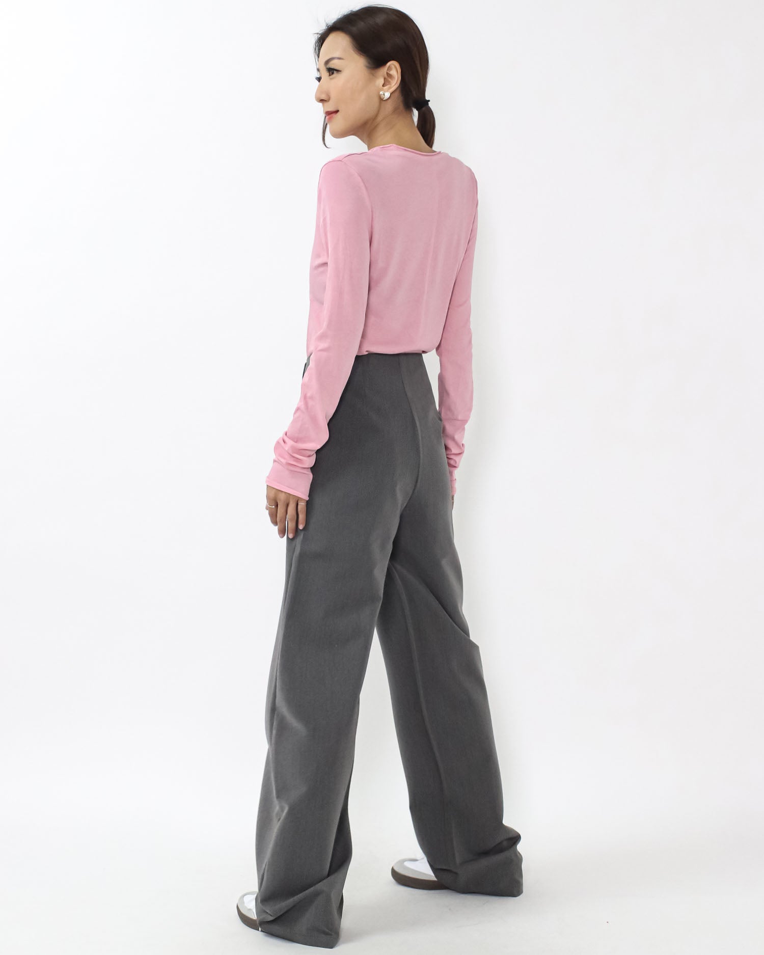 grey  high waist straight leg pants *pre-order*