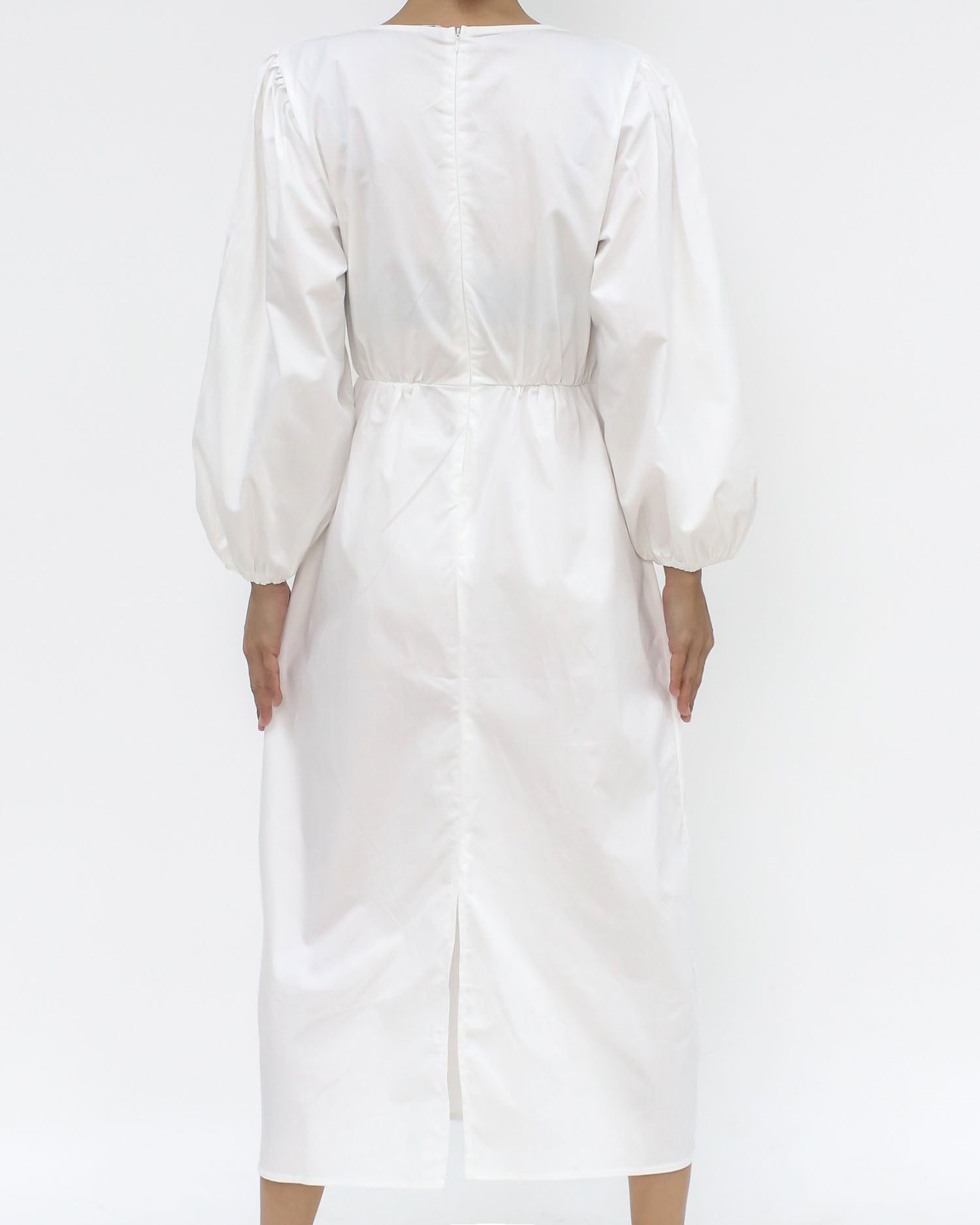 beige vest trench coat w/ ivory shirt dress *pre-order*