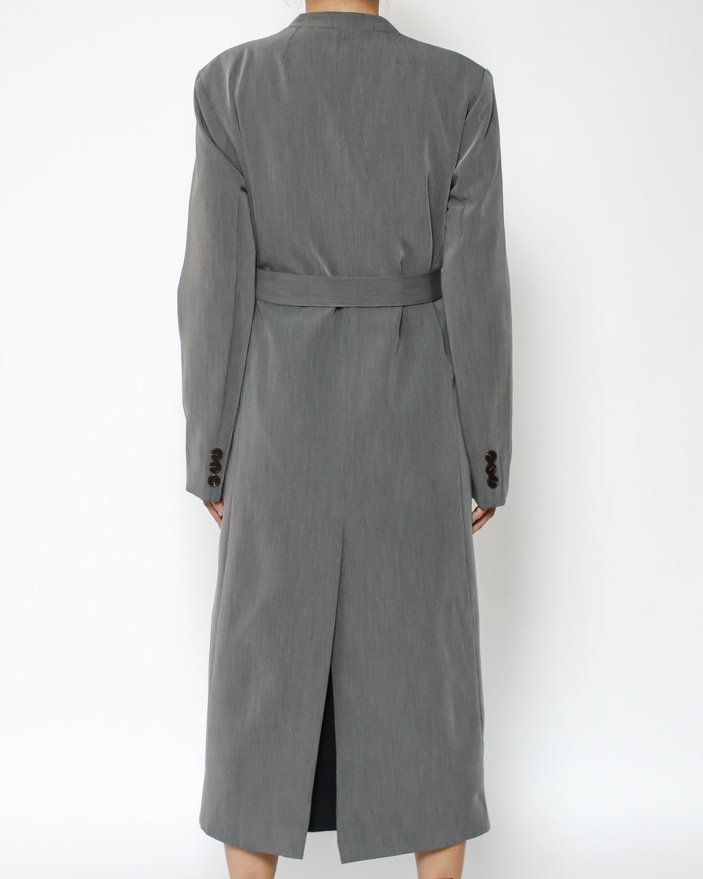 grey blazer longline jacket with belt *pre-order*