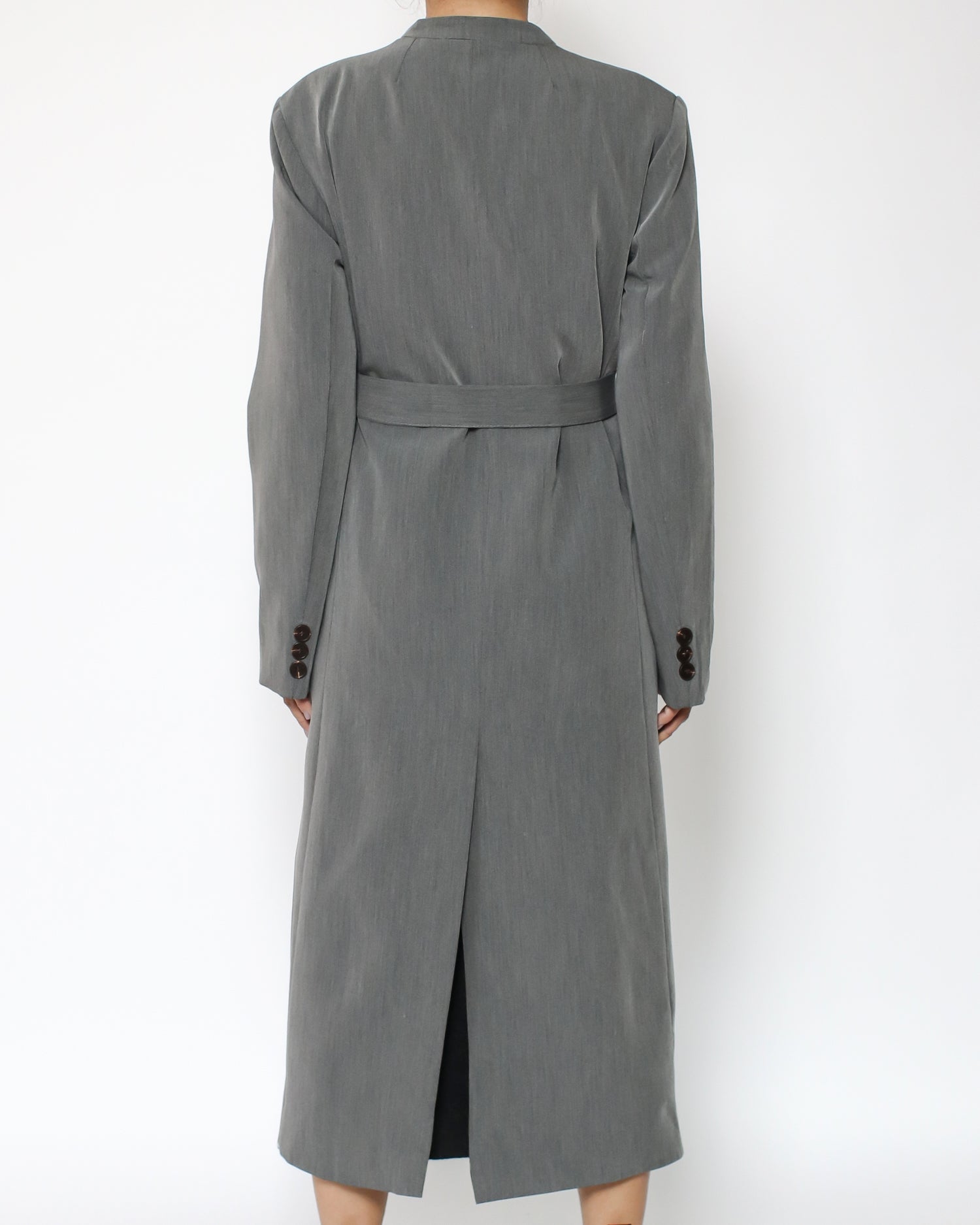 grey blazer longline jacket with belt *pre-order*