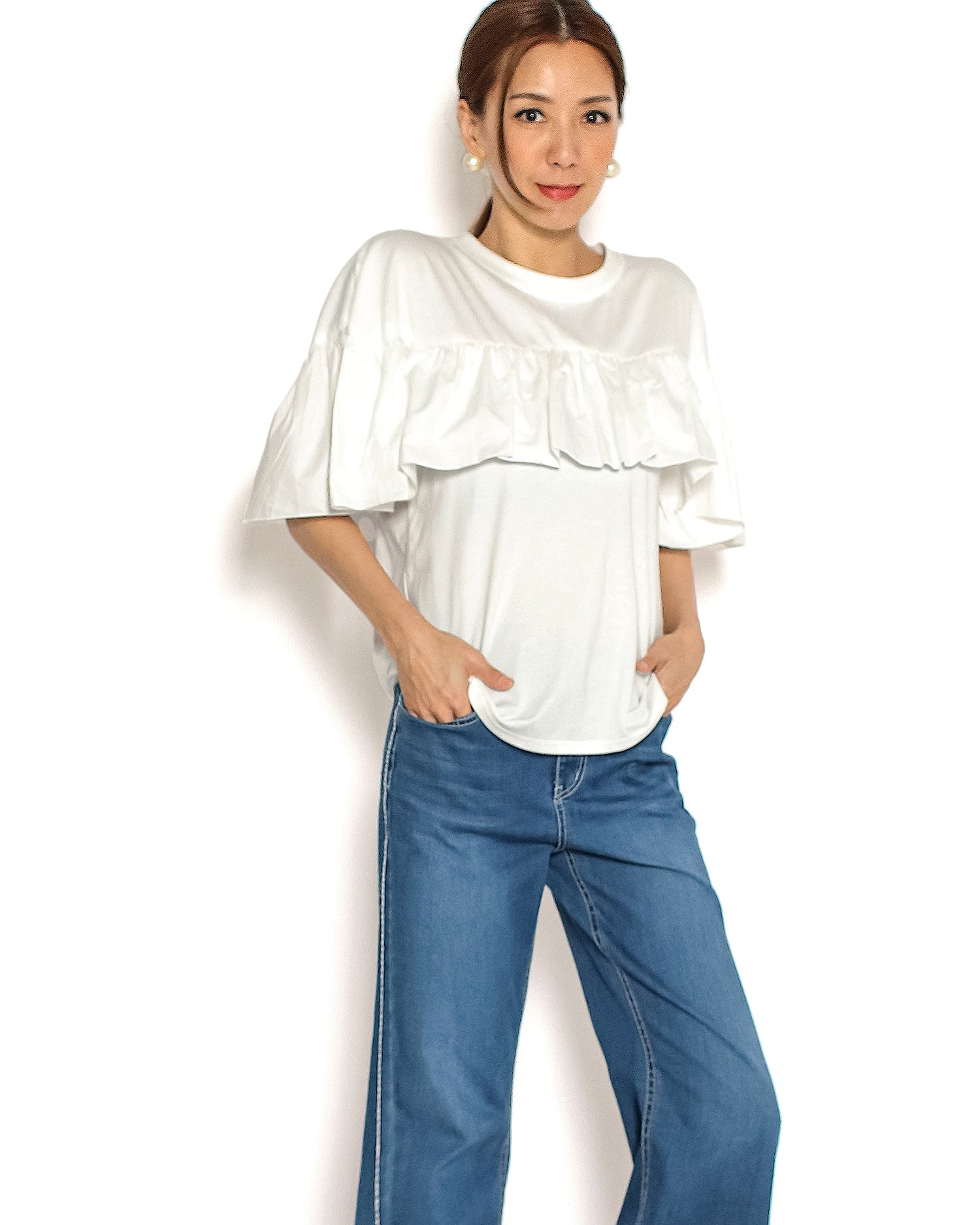 ivory w/ shirt ruffle tee *pre-order*