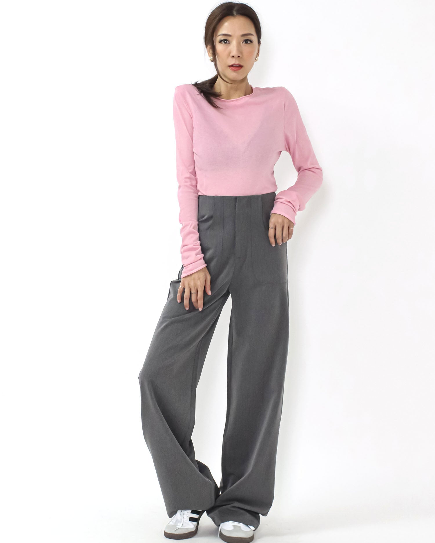 grey  high waist straight leg pants *pre-order*