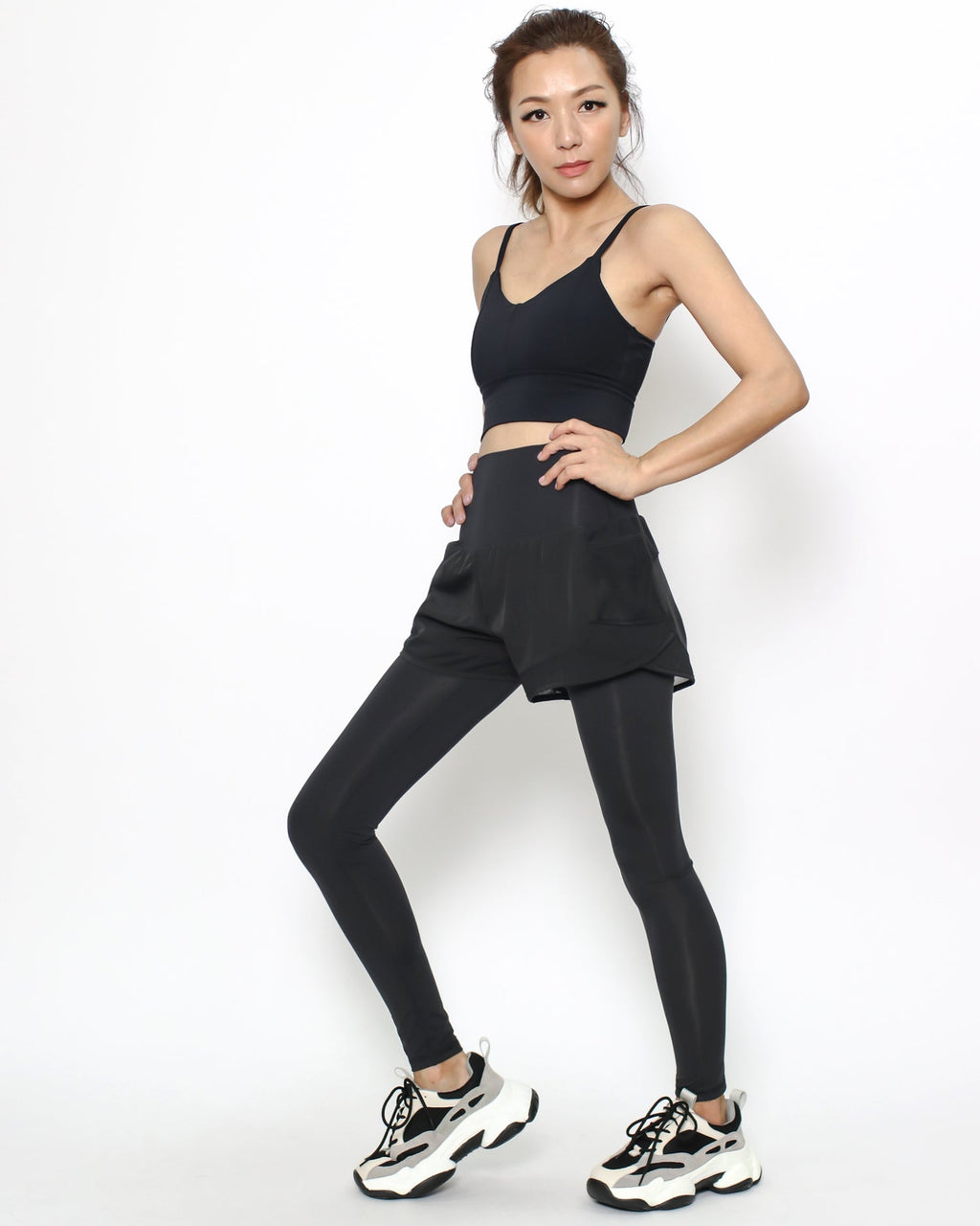 black mesh shorts & sports long leggings *pre-order*