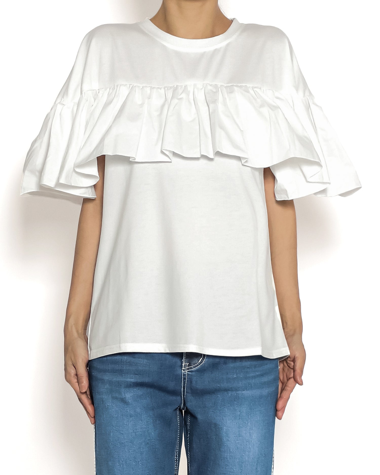 ivory w/ shirt ruffle tee *pre-order*