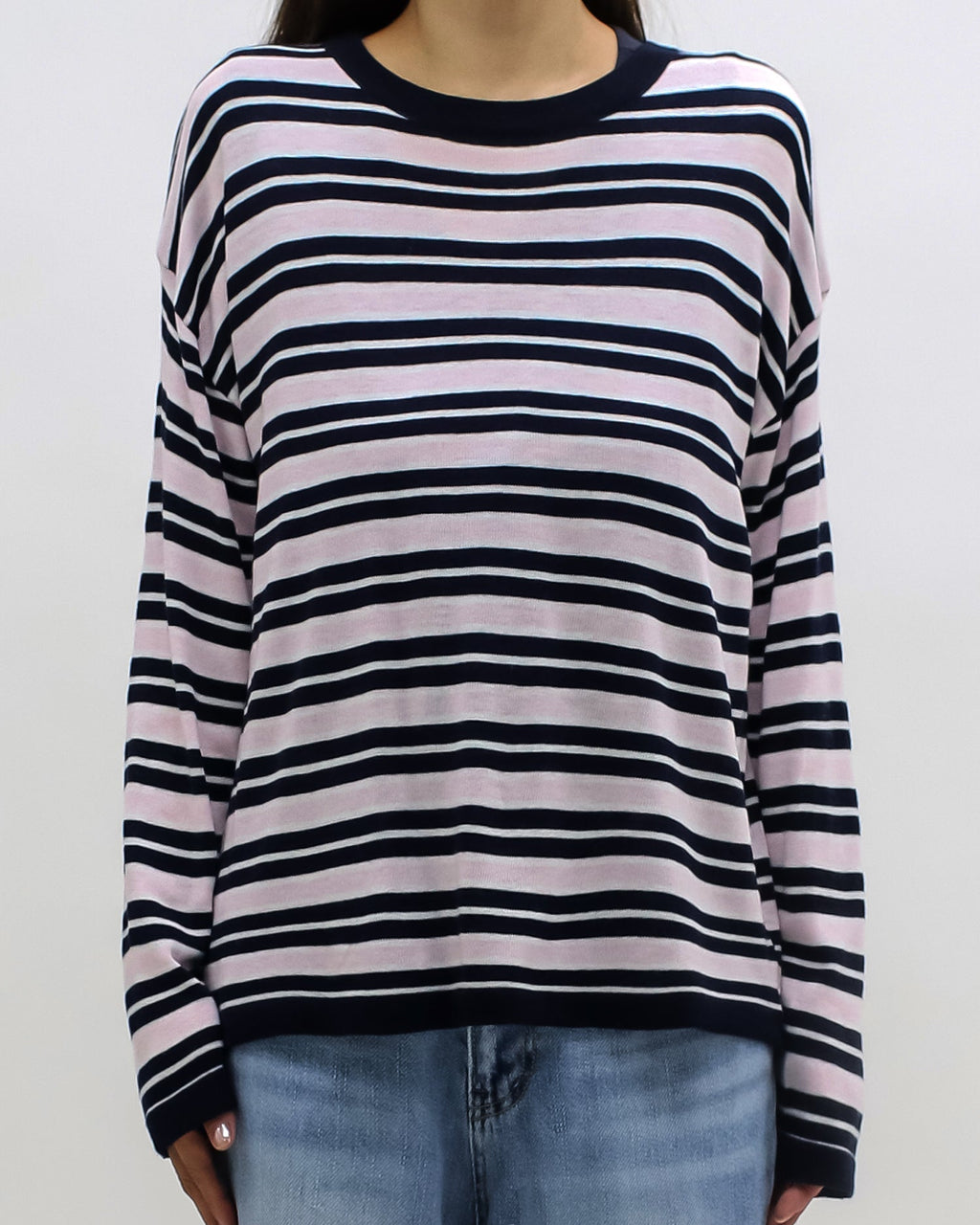 pink & navy stripes soft knitted top