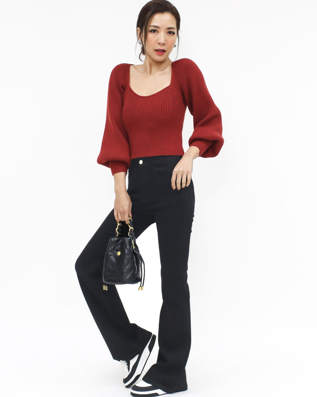 red knitted cropped top *pre-order*