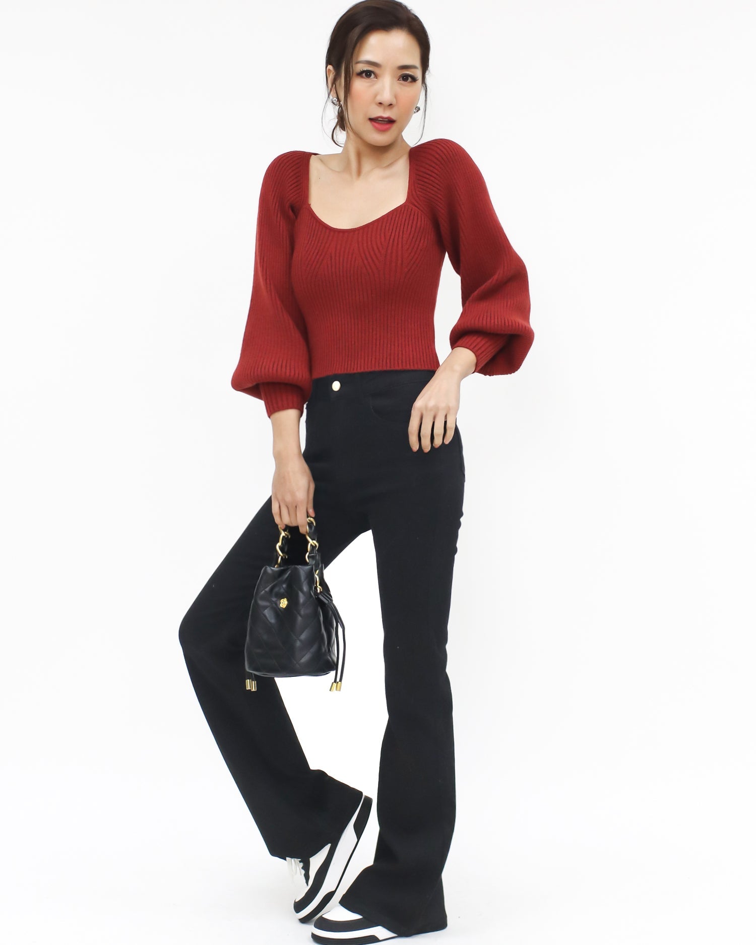 red knitted cropped top *pre-order*