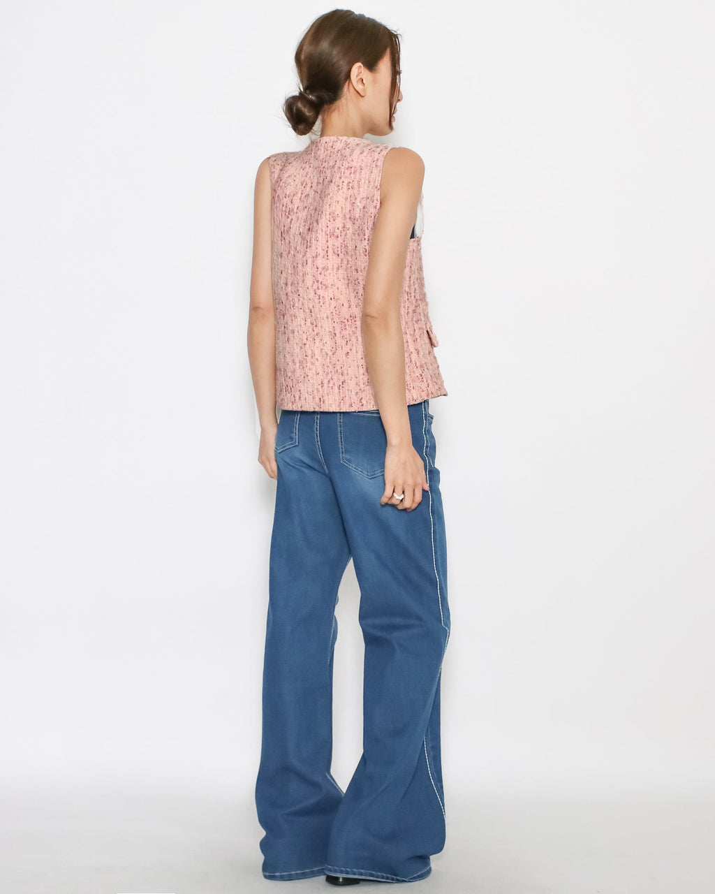 pink tweed vest jacket *pre-order*